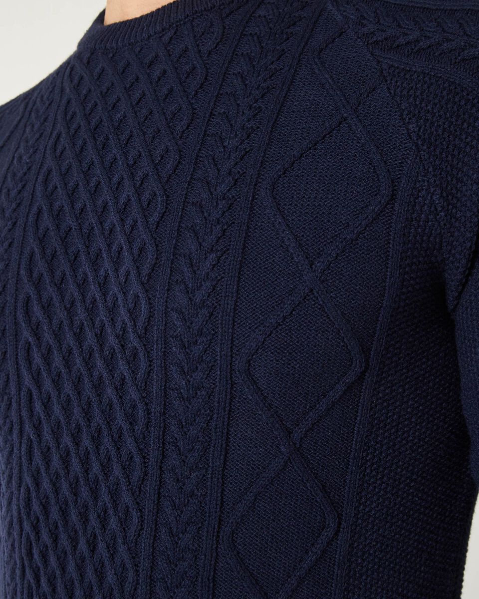 Mens Navy Cable Knit Jumper